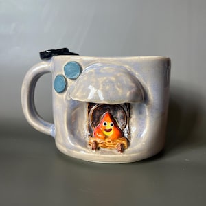 Calcifer Fireplace Ceramic Mug - Ghibli Fan Gift