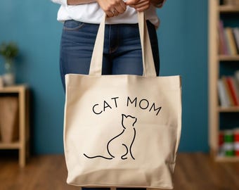 Sac fourre-tout pour maman de chat, cadeau mignon pour amoureux des chats, sac à provisions écologique, fourre-tout pour propriétaire d'animal de compagnie, accessoire pour amoureux des animaux