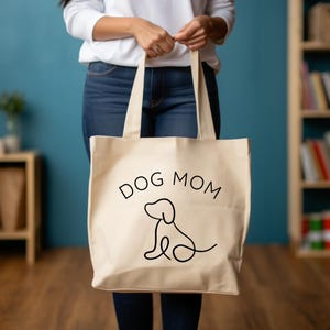 Dog Mom Tote Bag, Pet Lover Gift, Eco-Friendly  Cotton Canvas Bag, Dog Lover Accessory, Cute Animal Tote