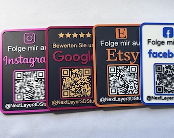 Social-Media-QR-Code-Aussteller Aus Holz – Personalisierbar Für Instagram, TikTok, Facebook & LinkedIn – 12x8 Cm
