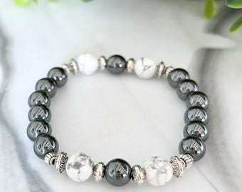 Empath Schutz Kristall Armband, Terahertz Hämatit Howlith