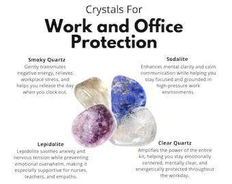 Arbeitsplatz und Büro Schutzkristall Kit, Kristalle Set, Blocket Negative Vibes