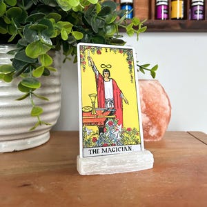 Porte-cartes de tarot en sélénite brute, porte-cartes Oracle, porte-cartes affirmation, porte-cartes en cristal, fait main avec amour par l'équipe mari et femme