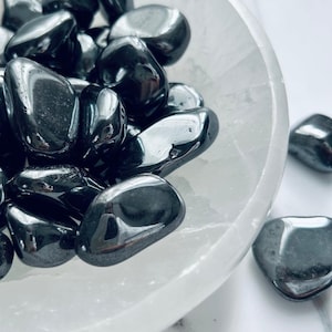 Grounding Silver Hematite Tumbled Stone - Tumbled Polished Hematite Crystal - Grounding and Protective Protective Crystal Grounding Crystal