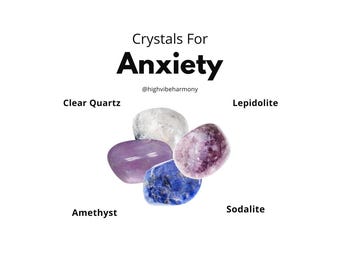 Anxiety Relief Crystal Set – Lepidolite, Amethyst, Sodalite, Clear Quartz