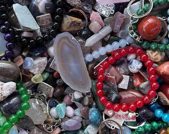 Crystal Confetti Scoop, Gemstone Mystery Bag, Tumble Stones, Keychains