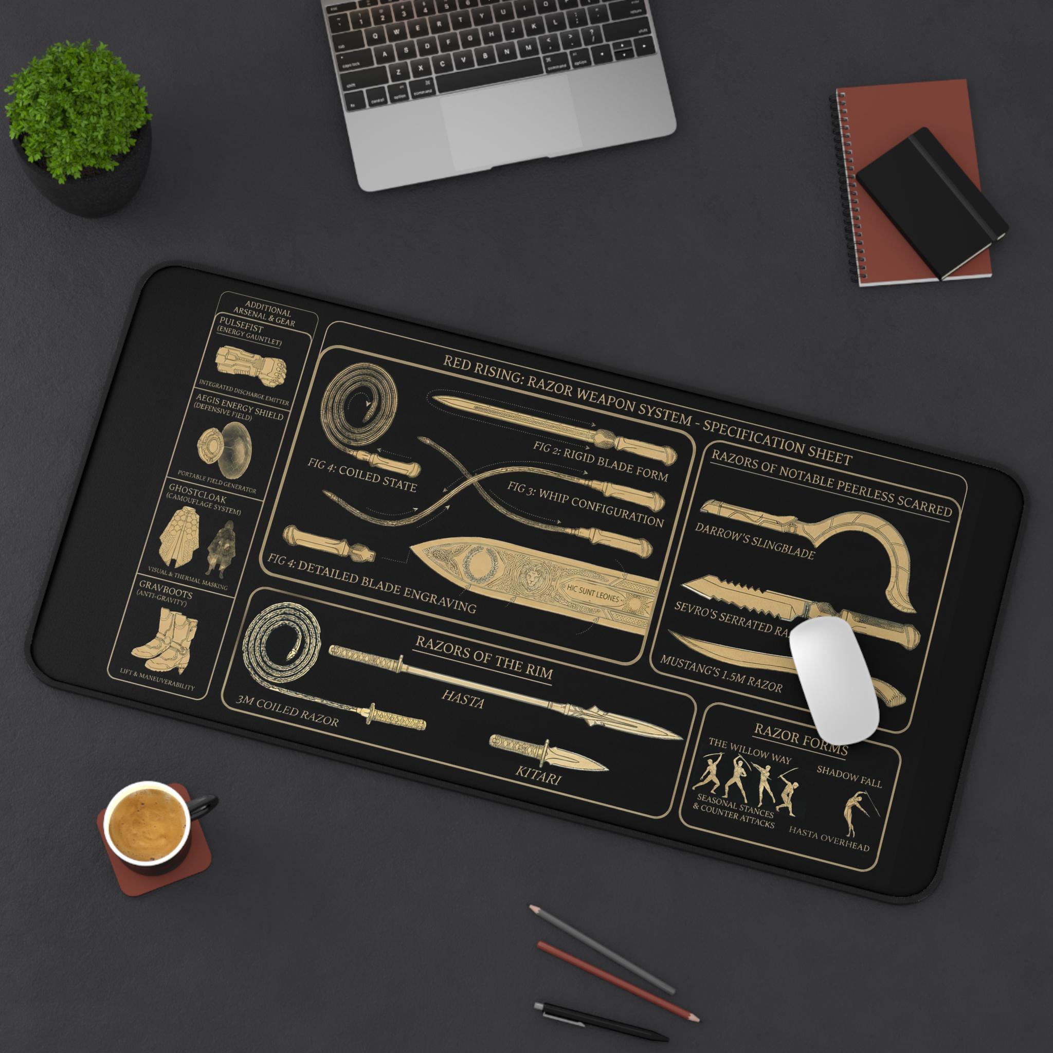 Red Rising Razor Blueprint Desk Mat Version 2 | Gold Sigil Red Rising ...