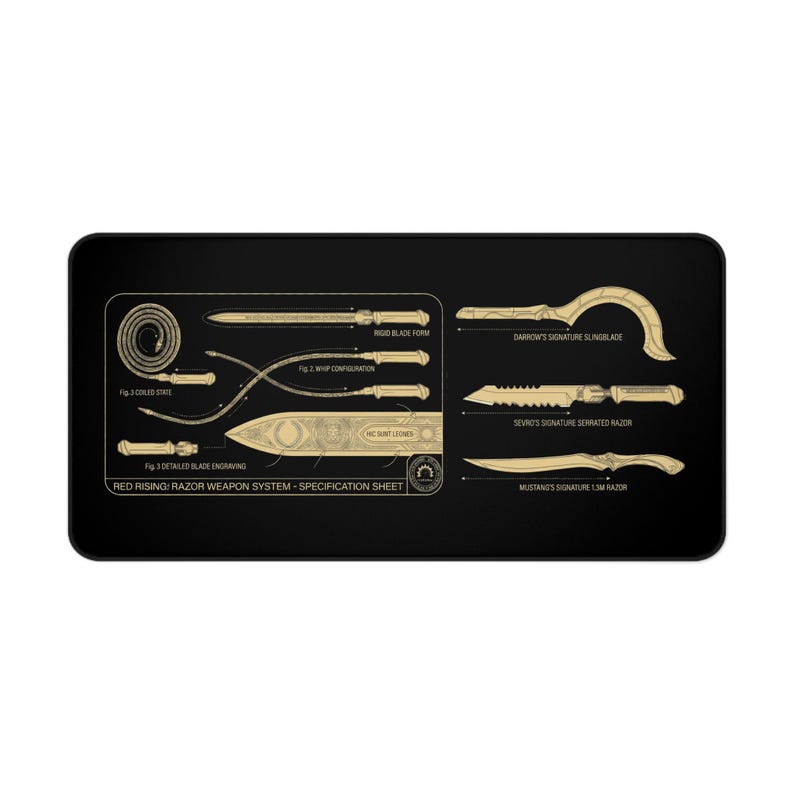 Red Rising Razor Blueprint Desk Mat: Gold Sigil Design - Etsy