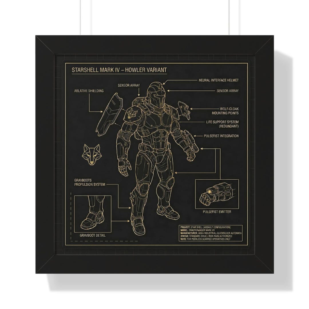 Red Rising Start Shell Red Rising Starshell Schematic | Framed Sci-fi Blueprint Wall Art - Etsy