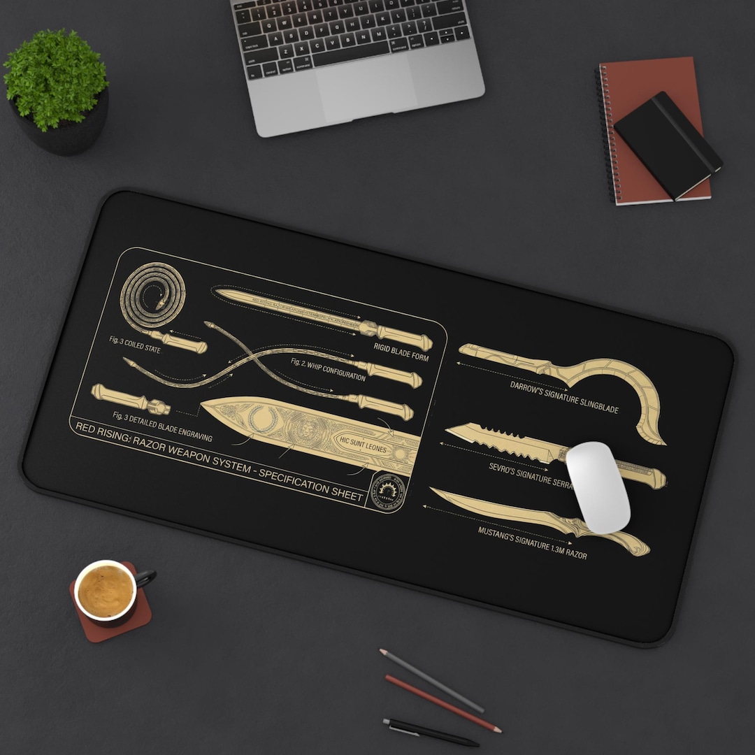 Red Rising Razor Blueprint Desk Mat: Gold Sigil Design - Etsy
