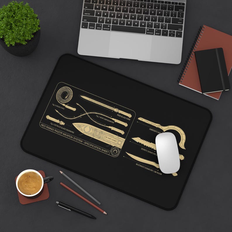 Red Rising Razor Blueprint Desk Mat: Gold Sigil Design - Etsy