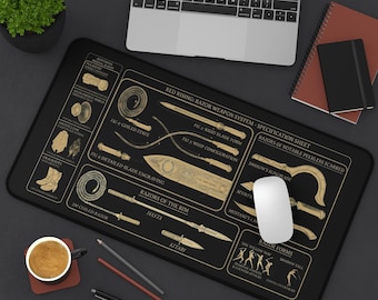 Red Rising Razor Blueprint Desk Mat Version 2 | Gold Sigil Red Rising Design