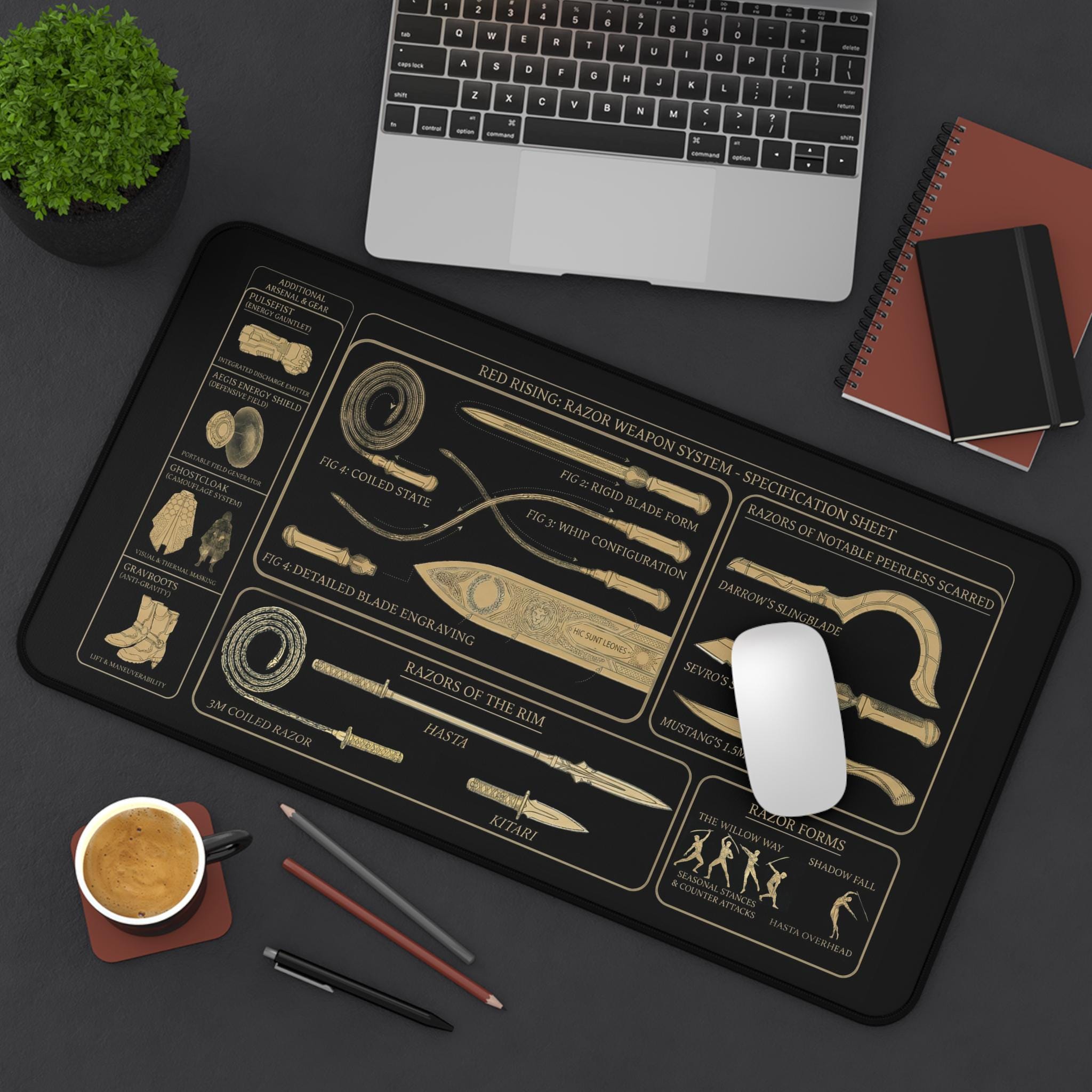 Red Rising Layout Red Rising Razor Blueprint Desk Mat Version 2 | Gold Sigil Red Rising ...