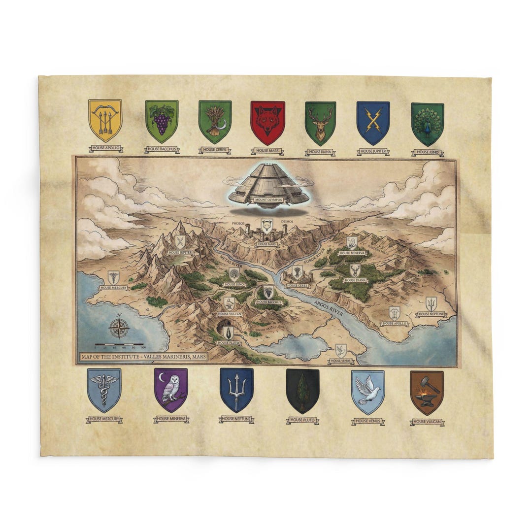Red Rising House Map The Institute Map Arctic Fleece Throw | Red Rising Inspired Valles ...