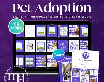 Kit modello di marchio Canva per l'adozione di animali domestici su Instagram, 15 pagine / Rifugio per animali, Negozio di animali