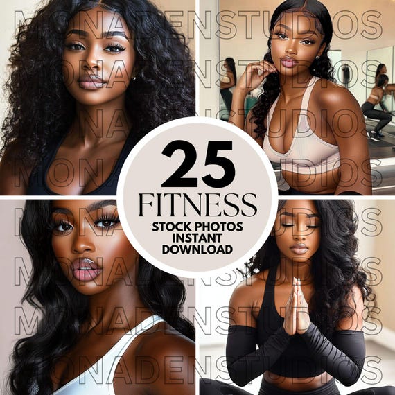 25 AI Stock Photos: Black Women, Wellness & Fitness (Digital Download)