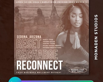 Wellness Retreat Flyer: Editable Canva Template (Social Media)