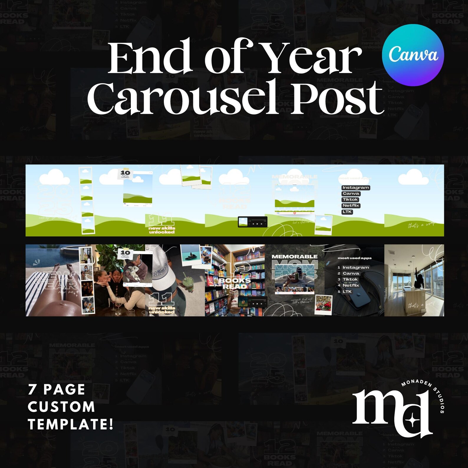 New Year in Review Canva Template Instagram Recap Carousel Etsy