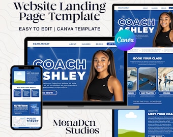 Fitness Coach Website Canva Template: Editable Landing Page