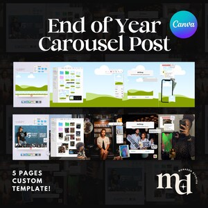 Year in Review | 2025 Recap | Carousel Template (5-Page Seamless Canva Template)