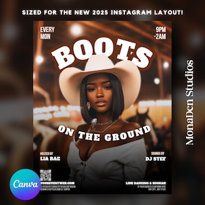 Boots on the Ground Party Flyer Template | Canva Editable | 2025 Instagram Layout (1080x1350)