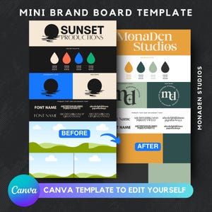 Plantilla de kit de marca / Plantilla de mini tablero de marca / Kit de marca prediseñado / Plantilla de panel de estado de ánimo de Canva
