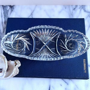 American Brilliant Cut Crystal Oval Bowl: Paul Ritcher Devonia Pattern