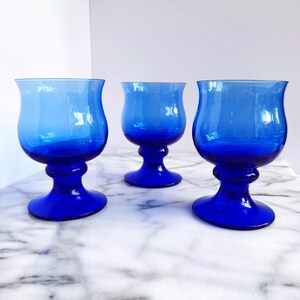 Cobalt Blue Ball Stem Wine Glass - Etsy