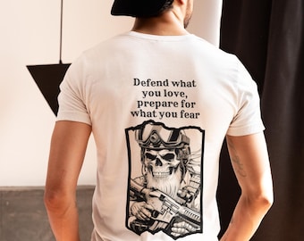 Camiseta gráfica de calavera táctica: diseño militar, 100 % algodón