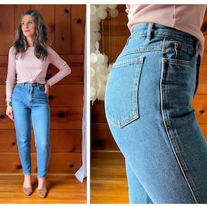 1980s Blue Jeans / Vintage 80s 90s High Rise Slim Straight Denim