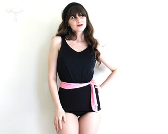 1960s Swimsuit / 60s 1950s Black Swimsuit