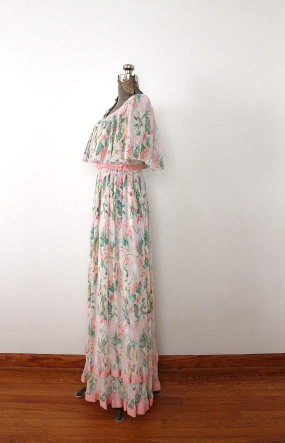 1970s Maxi Dress / 70s Dress / 1970s Pastel Flora… - image 6