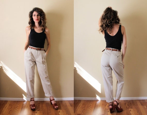 1980s Pleated Pants / 1980s 80s 1990s 90s High Wai