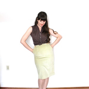 1960s Wiggle Skirt / 60s Skirt / 1960s Tan Corduroy Skirt image 2