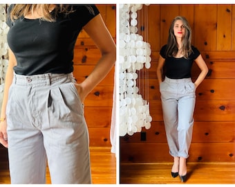 Vintage Pleated Gray Pants / 90s Gray Pleated Pants