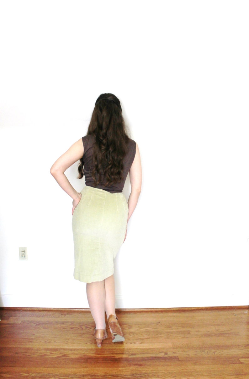 1960s Wiggle Skirt / 60s Skirt / 1960s Tan Corduroy Skirt image 4