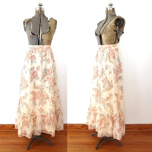 70s Boho Skirt / 1970s Skirt / 1970s Floral Maxi Skirt