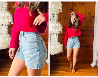 1990s Jean Shorts / 90s Cuffed Denim Jean Shorts
