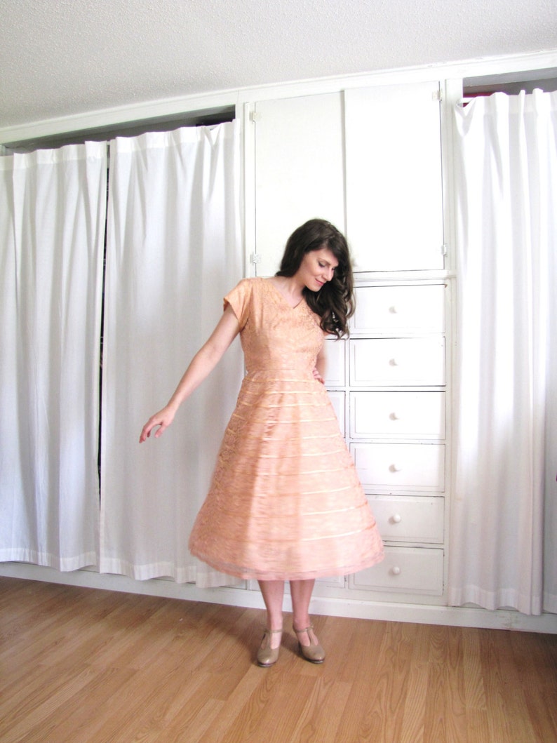 50s Dress / 50s Lace Dress / Blush Pink Dress image 3