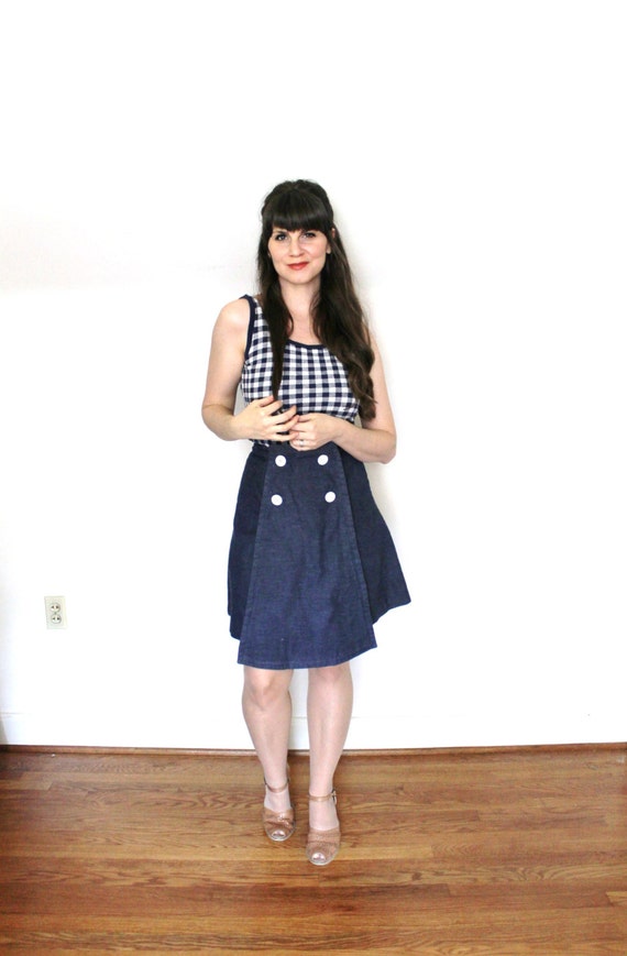 1960s Denim Skirt / 60s Nautical Sailor High Wais… - image 2