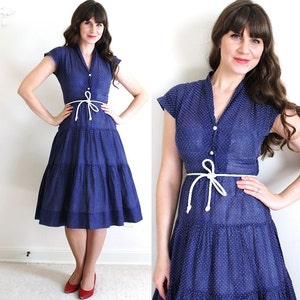 1950&#39;s Dress / 50&#39;s Dress / Blue 50&#39;s Dress
