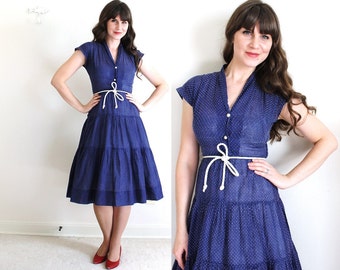 50er Jahre Kleid / 50er Kleid / Blaues 50er Kleid