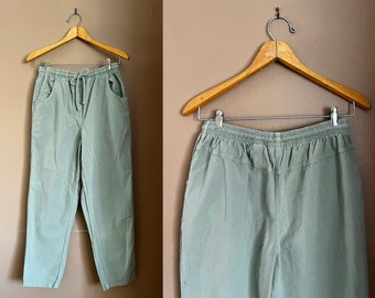 1990s Pull on Pants / 90s Straight Leg Elastic Waist Drawstring Pants