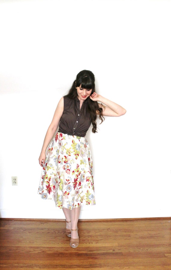 1950s Skirt / Floral 50s Full Skirt - image 2