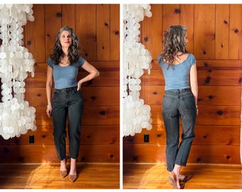 1990s Black Jeans / 1990s Faded Black High Rise Denim