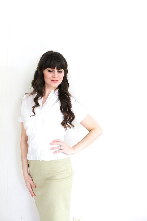 1950s Blouse / 50s White Blouse - image 3