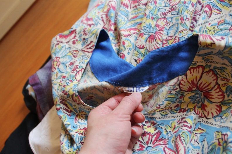 1950s Dress 50s Full Circle Skirt Hawaiian Tropical Floral Print Cotton Dress