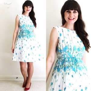 50s Dress / 1950s 1960s Dress / 50s Floral Garden Party Dress