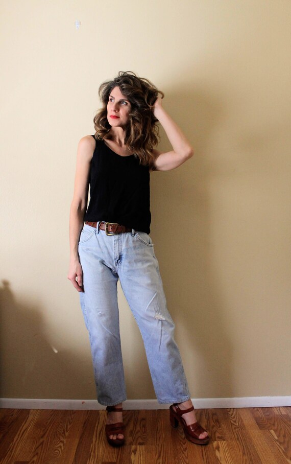 1990s Light Wash Denim Pants / 1990s 90s Lightwas… - image 9