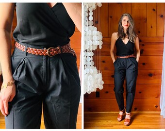 Vintage Black Pants / 1980s Black Pants